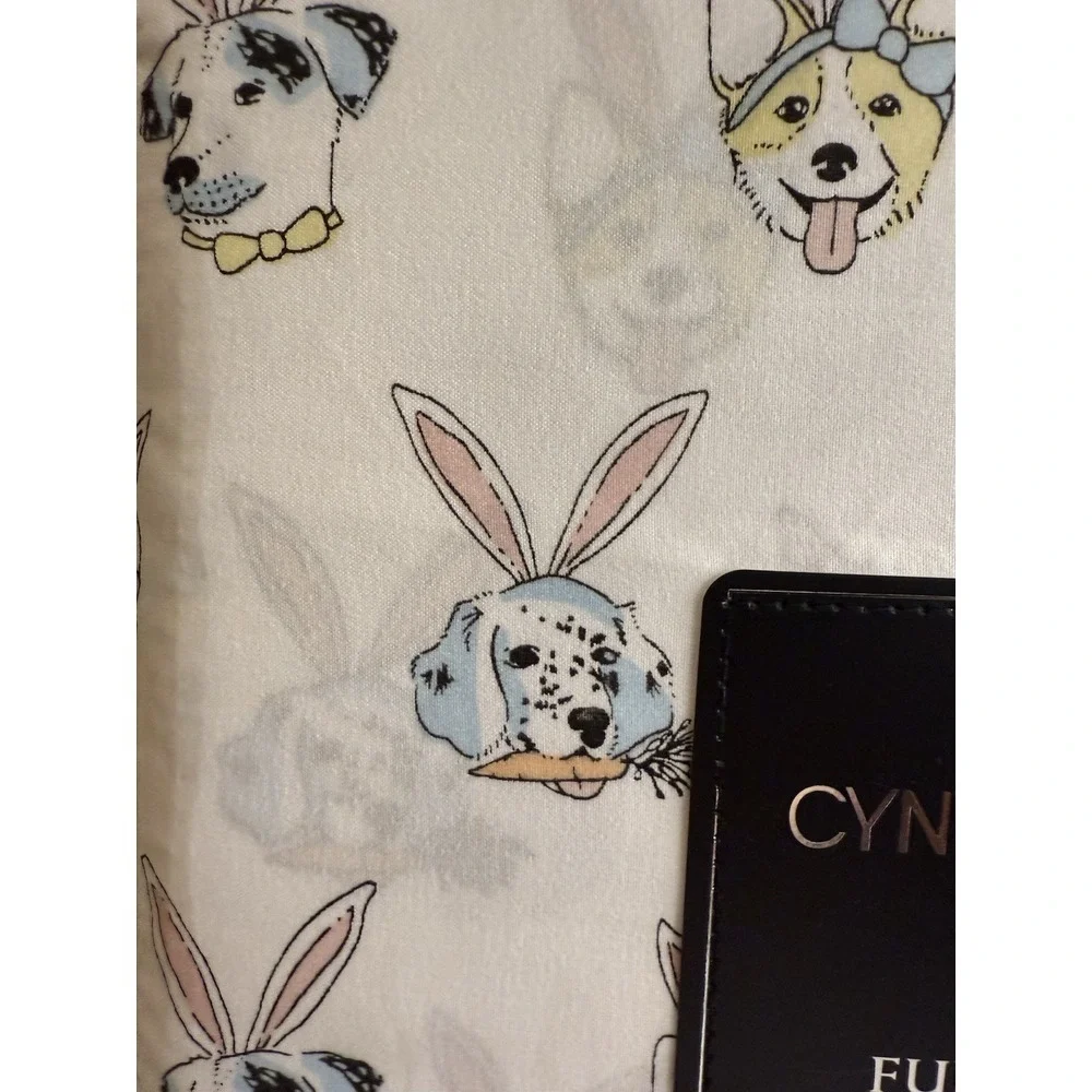 Cynthia Rowley Full Sheet Set Dogs With Bunny Ears Easter Spring Novelty Print‎
